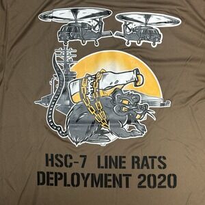 Khaki Military Shirt Mens "HSC-7 Line Rats" Size Medium